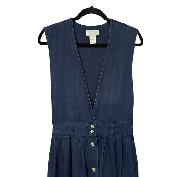 Land's End 90s Vintage Denim Sleeveless Jean Dress Button Womens 8 Western Vneck - Picture 13 of 16